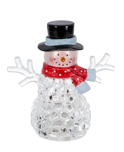 LED Light Up Crystal Snowman Mini Shimmers - Top Hat