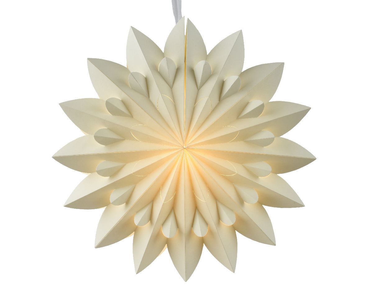 LED Lighted Paper 16 Point Star - 16 Inch - Off White
