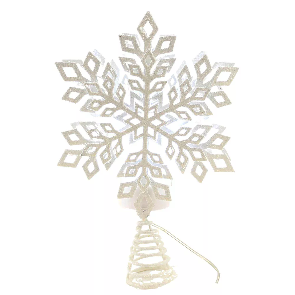 LED Snowflake Treetop with Timer - 12 Inch - White