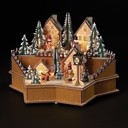 LED Star Shape Wooden Village Scene