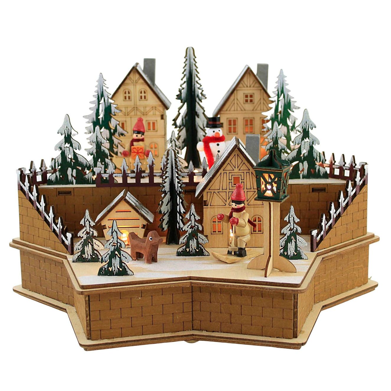 LED Star Shape Wooden Village Scene