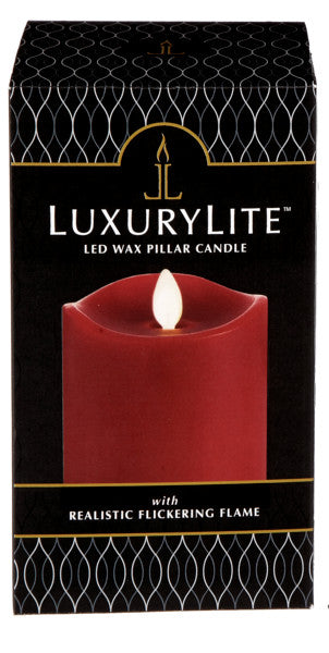 LED Wax 3x6 Pillar Candle - Red