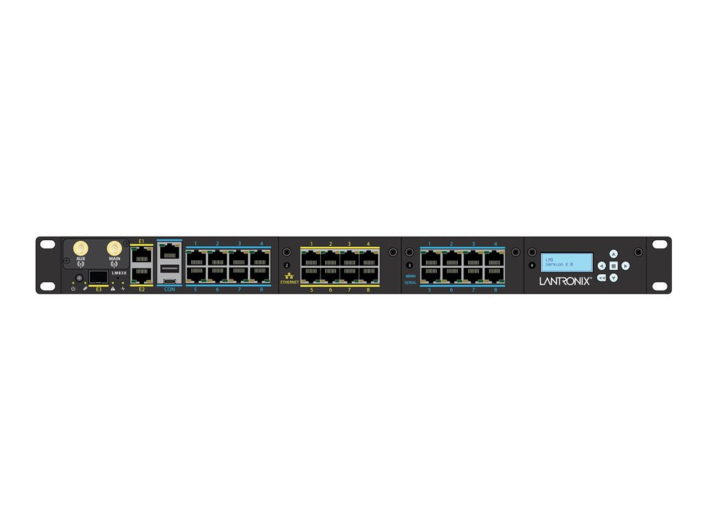 Lantronix LM Series LM83X - Console server - 16 ports - USB, 1GbE, RS-232 - 1U - rack-mountable - TAA Compliant 83X-16S-E1E-NAA