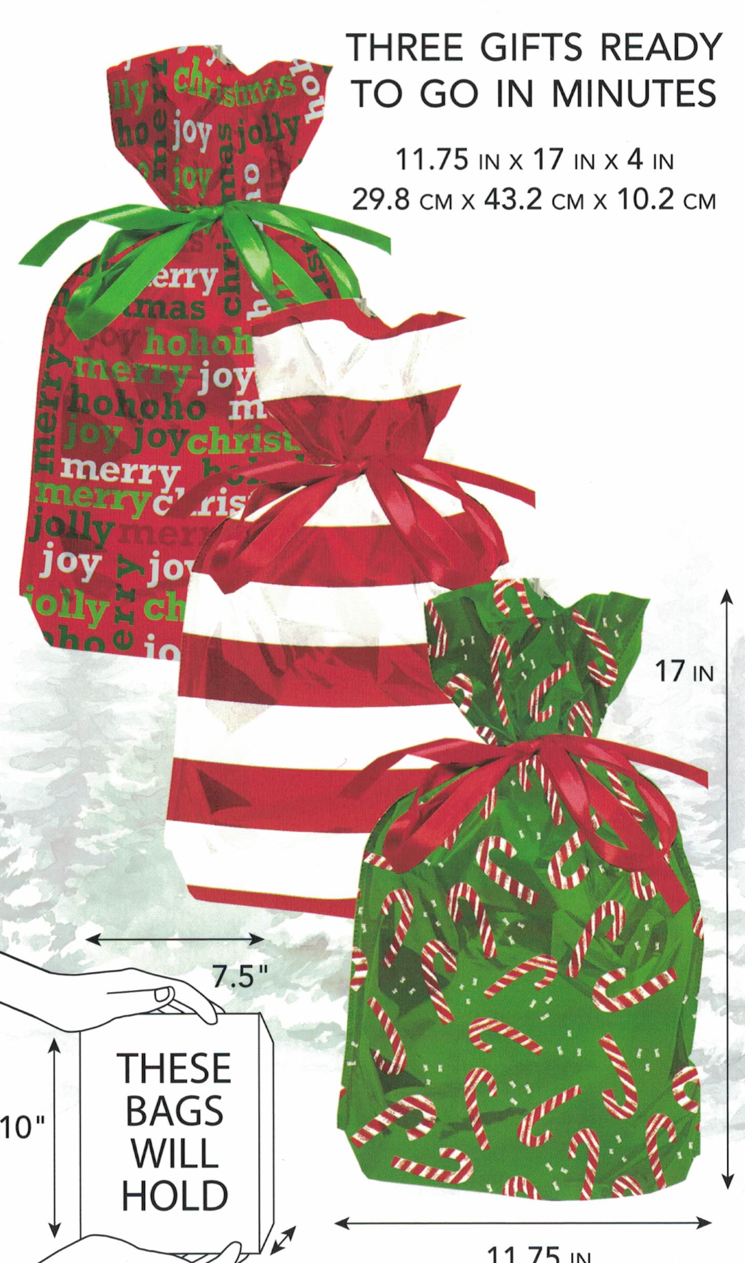 Large Pull String Gift Bag - 3 Pack