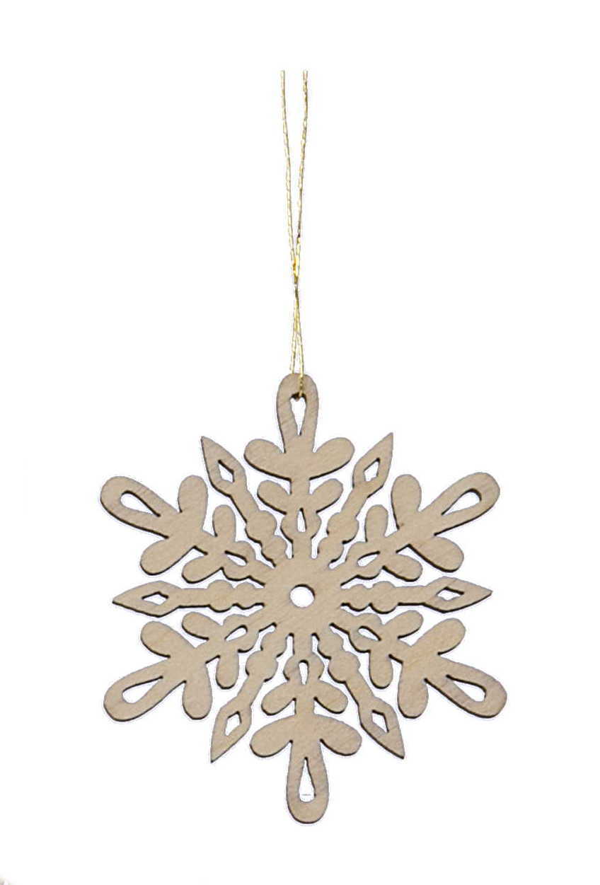 Laser Cut Wood Snowflake Ornament - Style 3