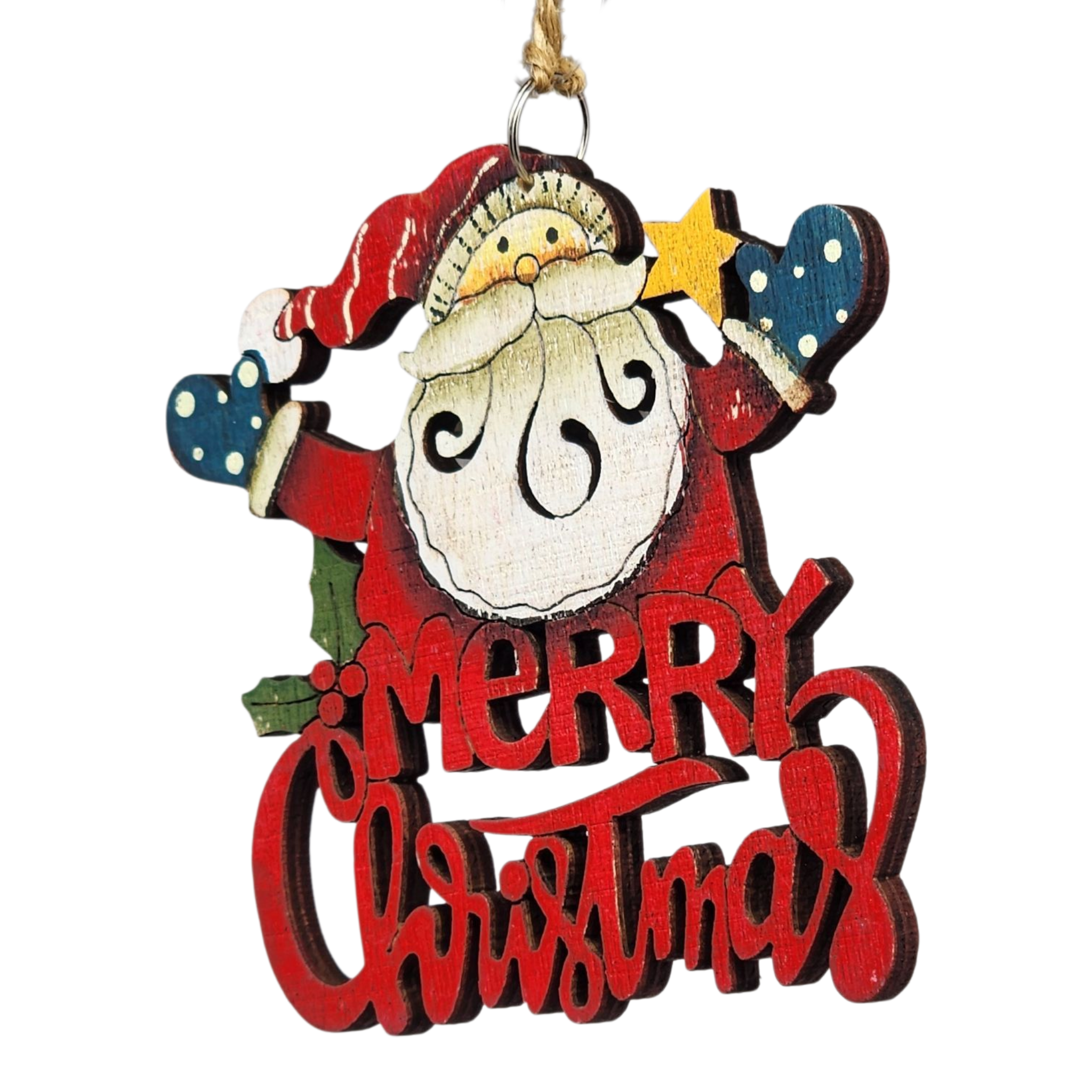 Laser Cut Wooden Ornament - Santa Greetings