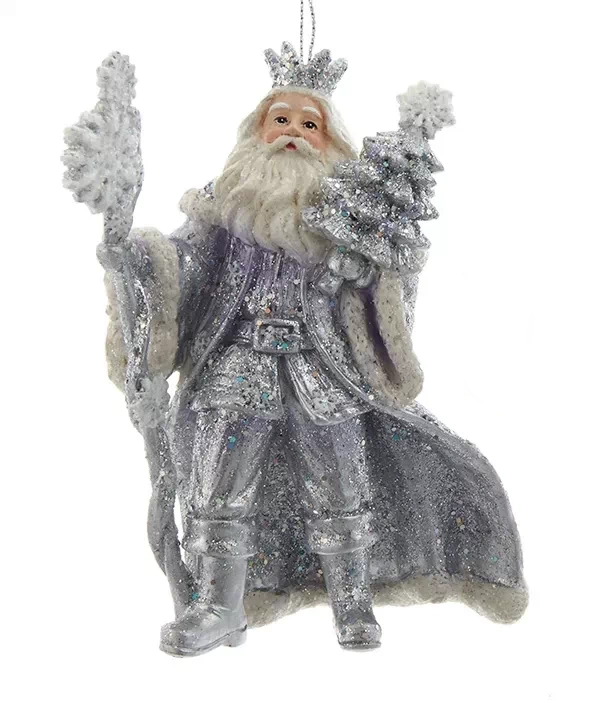 Lavender Blue and Silver Santa Carrying Tree