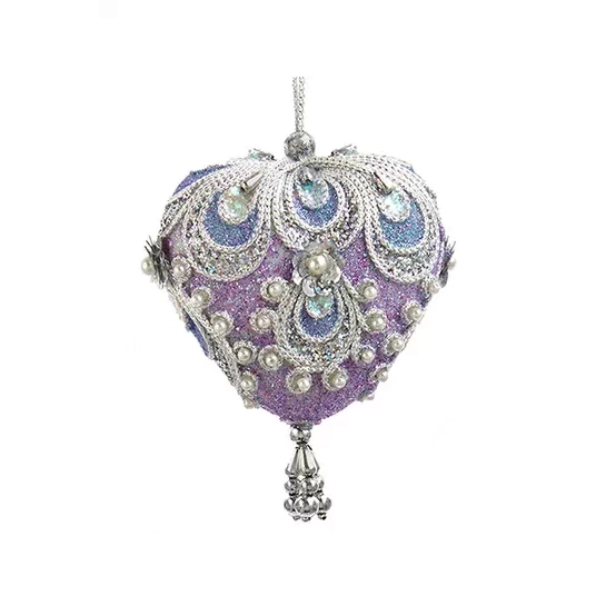 Lavender Paisley Ornament - Heart