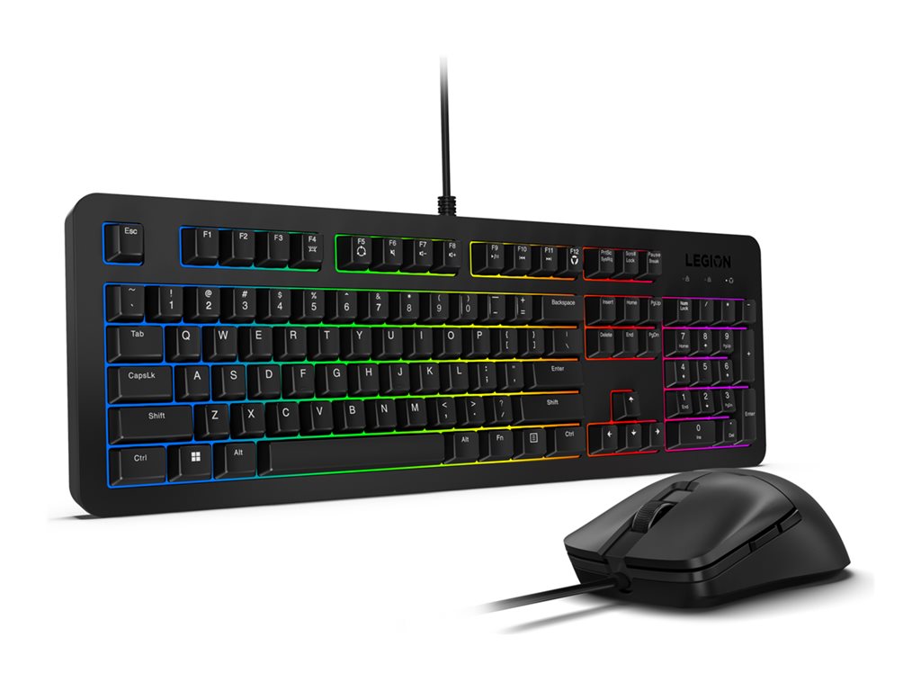 Lenovo Legion KM300 RGB - Keyboard and mouse set - gaming - full size - backlit - USB - QWERTY - US English - black - retail GX31N91913