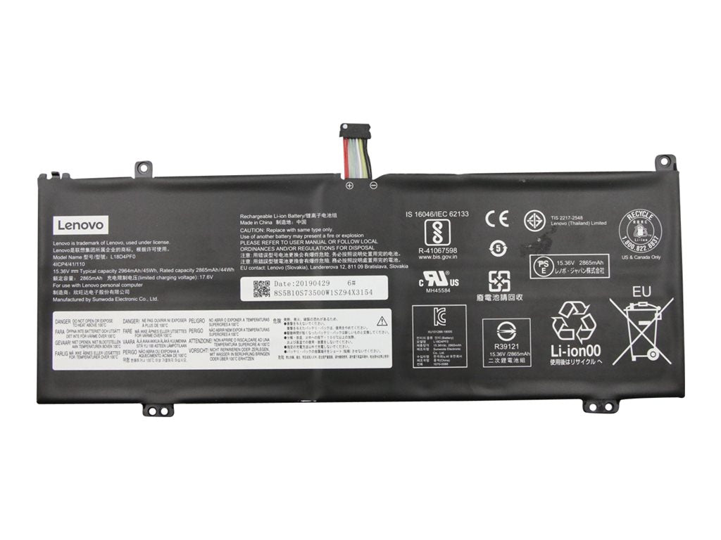 Lenovo - Notebook battery - lithium ion - 4-cell - 2964 mAh - 45 Wh - for ThinkBook 13s-IML; 13s-IWL; 14s-IML; 14s-IWL;