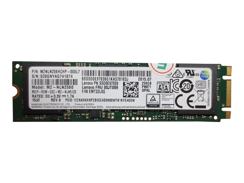 Lenovo ThinkPad - SSD - encrypted - 256 GB - internal - M.2 2280 - SATA 6Gb/s - TCG Opal Encryption 2.0 - FRU - for