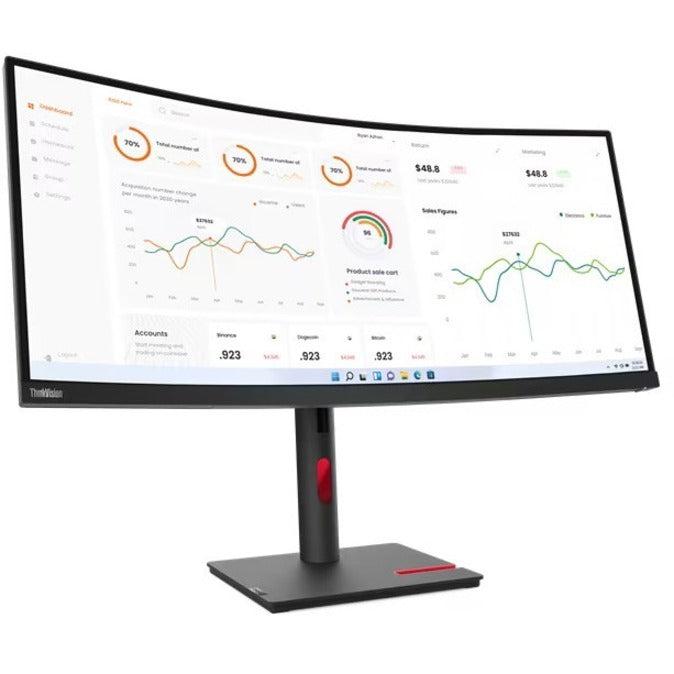 Lenovo ThinkVision T34w-30 34" WQHD Curved Monitor - VA Display 21:9 Ultrawide 63D4GAR1US