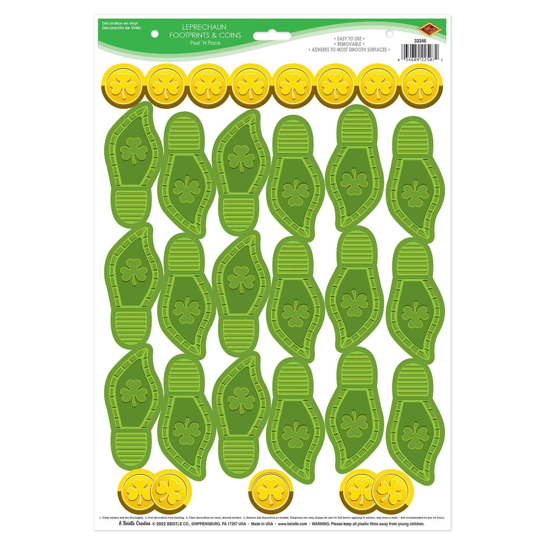 Leprechaun Footprint and Coin Peel and Place