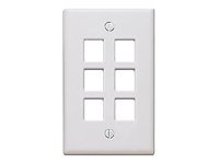 Leviton QuickPort Single-Gang - Mounting plate - gray - 6 ports