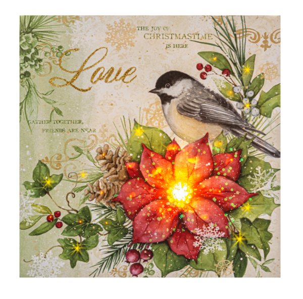 Light Up Winter Bird Canvas Wall Decor - Chickadee