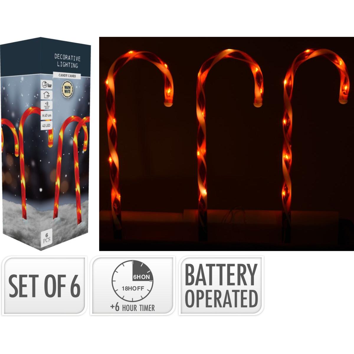 Lighted Candy Canes - 6 Pack - 18 Inches tall