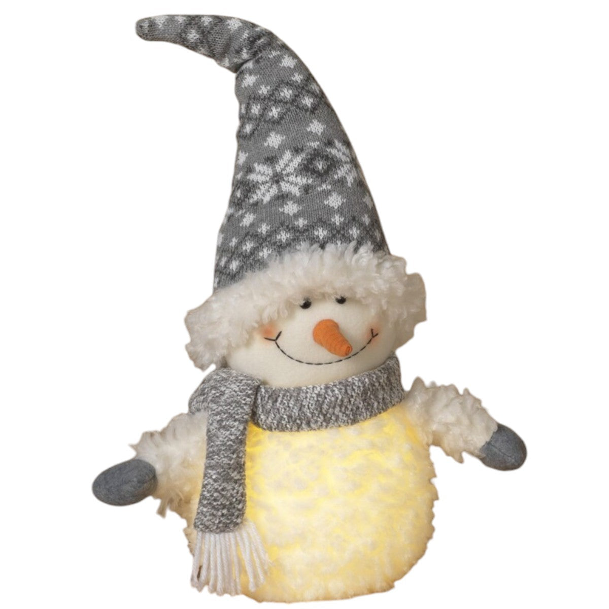 Lighted Fabric Snowman - 16 inches
