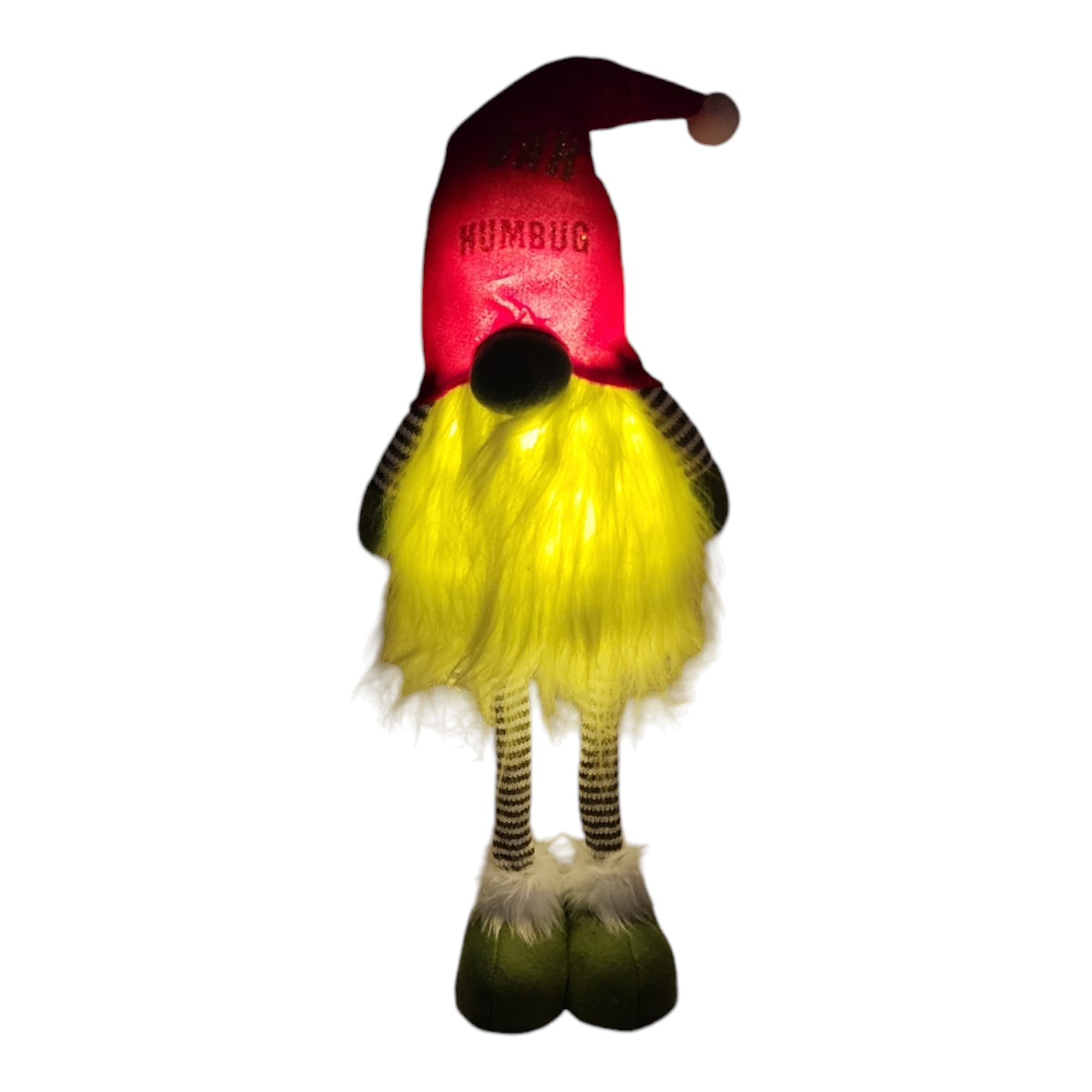 Lighted Grumpy Gnome - 2 Foot Tall - Bah Humbug