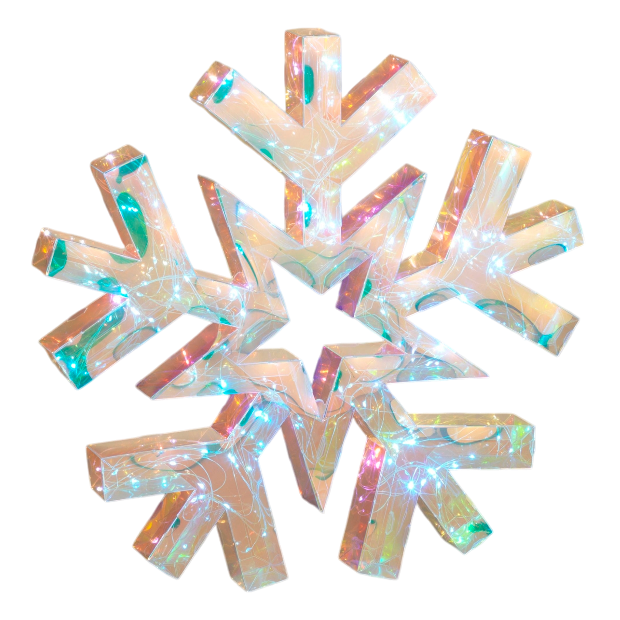Lighted Hanging Holographic Snowflake with Remote Control - 18 inch