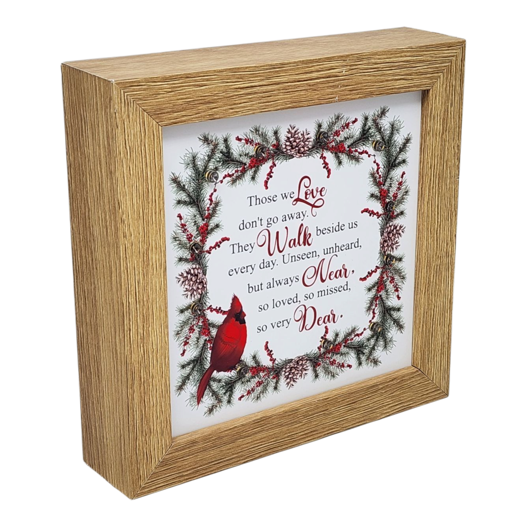 Lighted Holiday Cardinal Block - Those We Love Don't Go Away