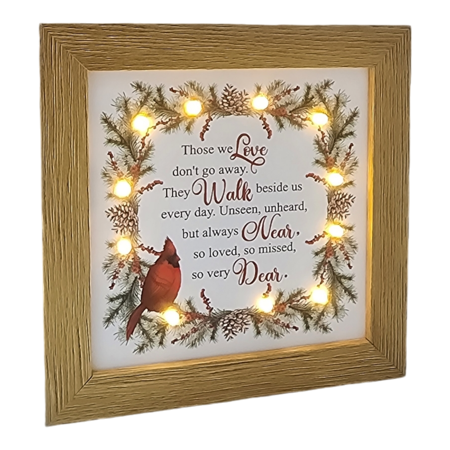 Lighted Holiday Cardinal Block - Those We Love Don't Go Away
