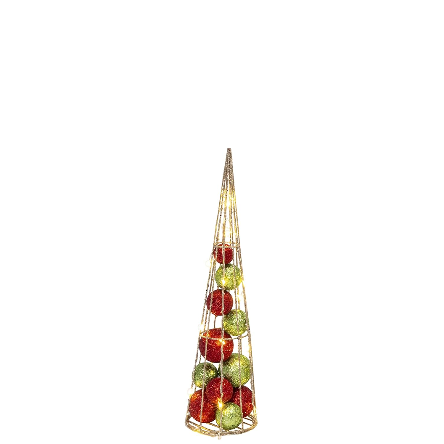 Lighted Ornament Filled Cone Tree -