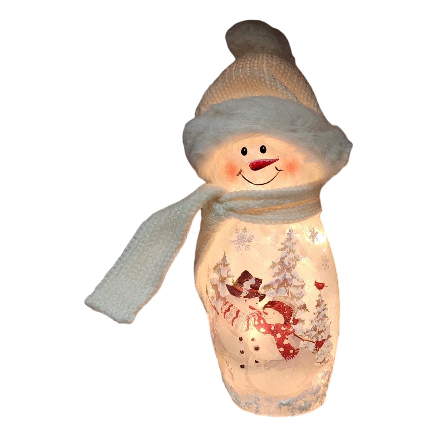 Lighted Snowman Lamp - Snow Couple - 8 Inches tall