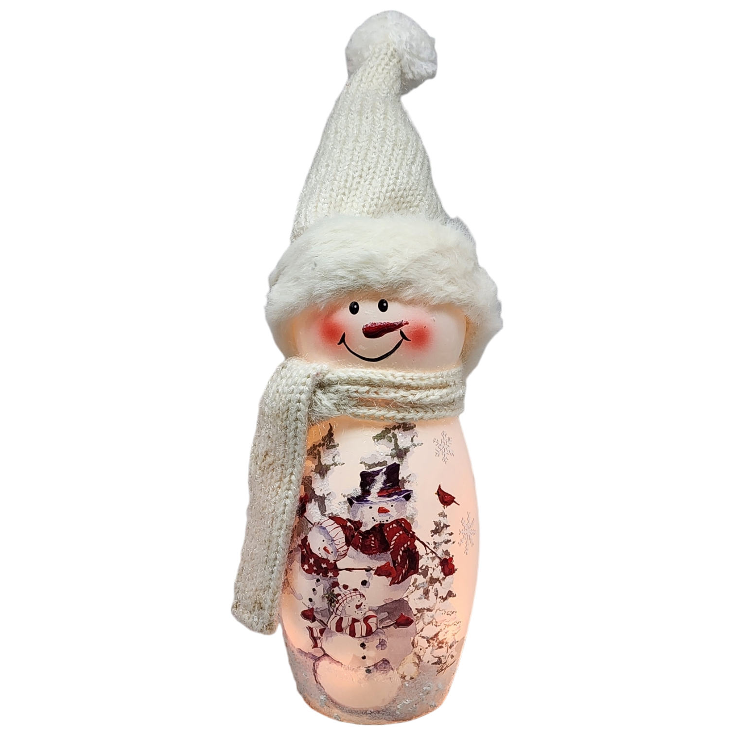 Lighted Snowman Lamp - Snow Family - 8 Inches tall