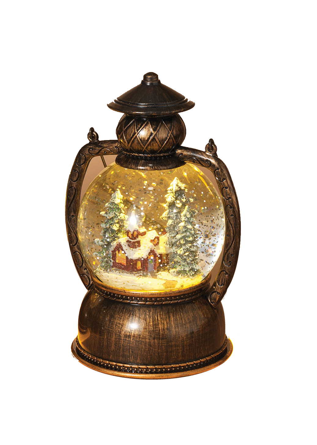 Lighted Spinning Snow Globe Winter Scene Lantern -