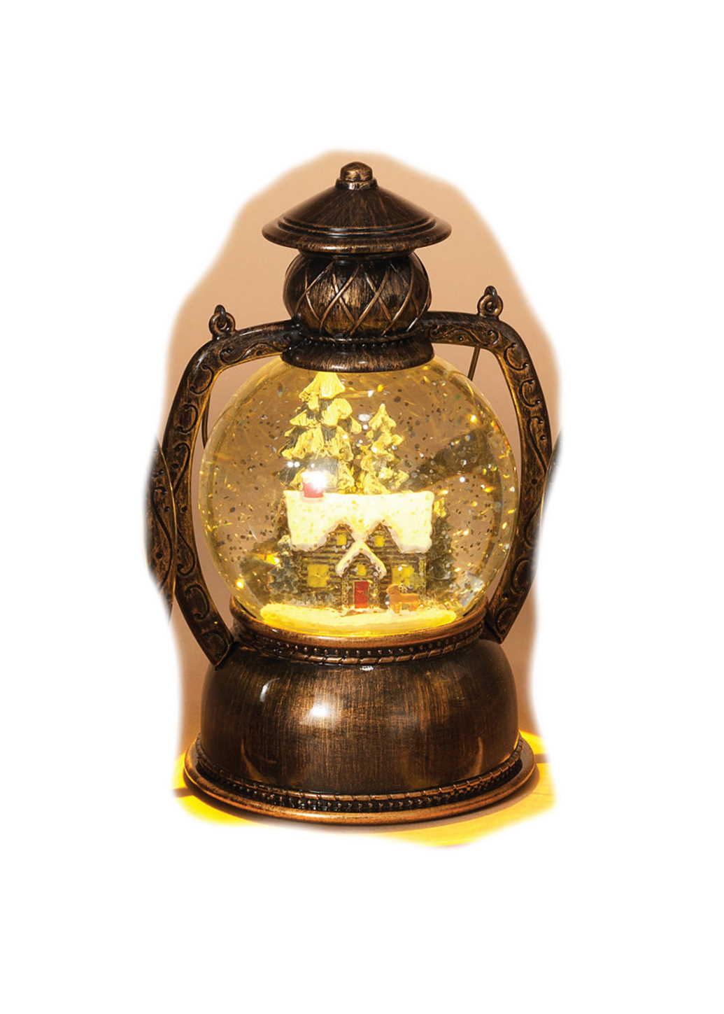 Lighted Spinning Snow Globe Winter Scene Lantern -