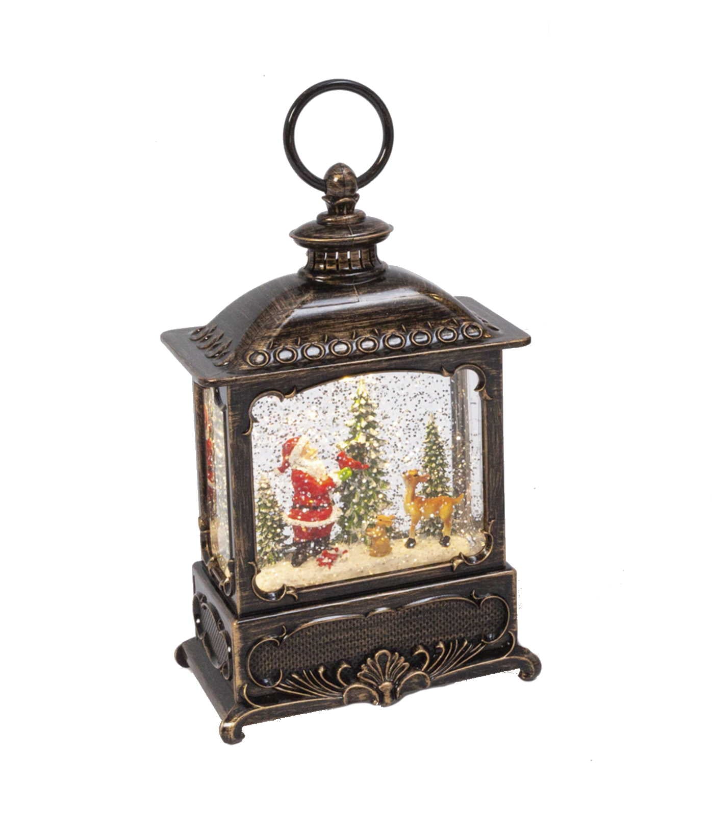Lighted Spinning Water Lantern - Santa and Woodland Friends