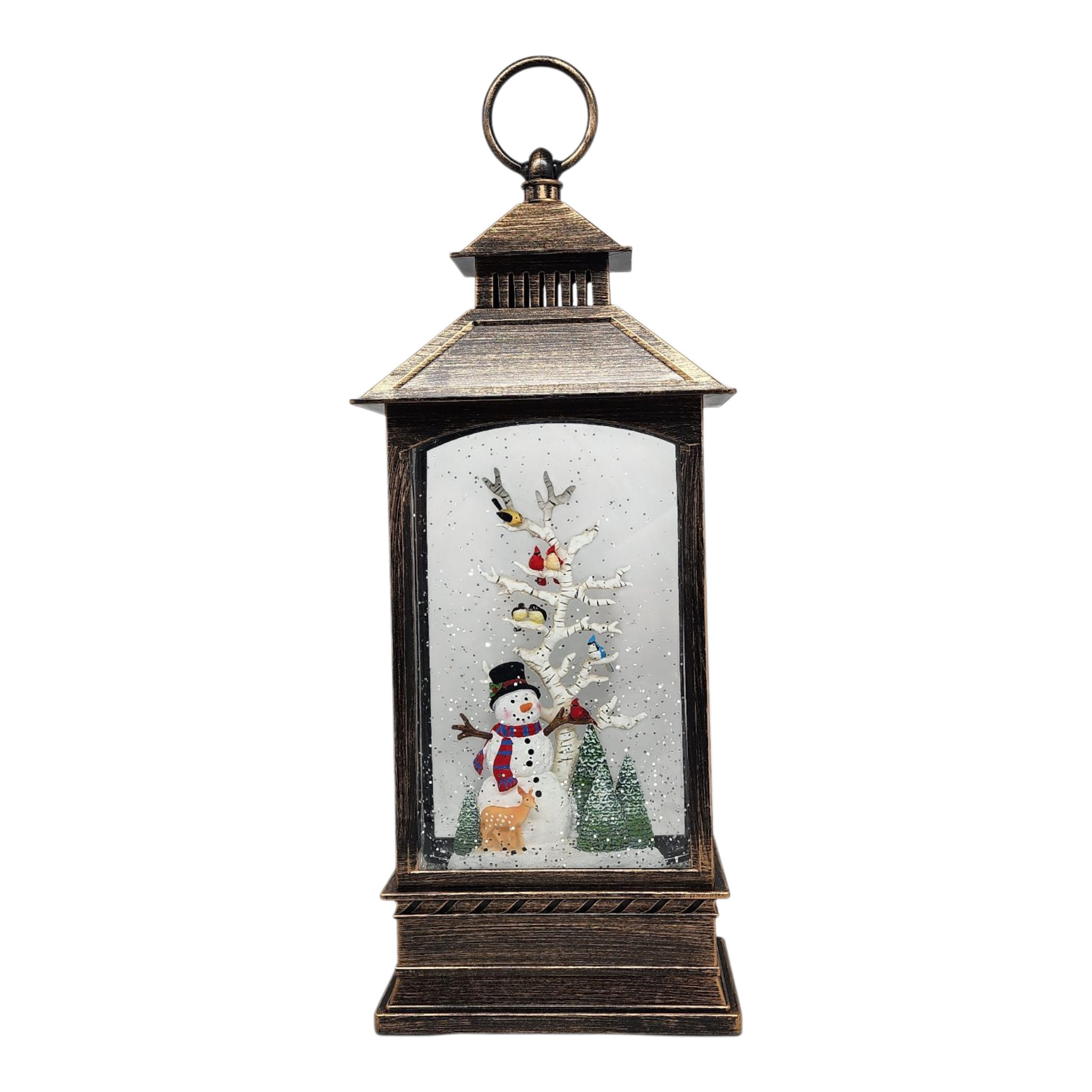 Lighted Spinning Waterglobe Lantern - Frosty and Friends