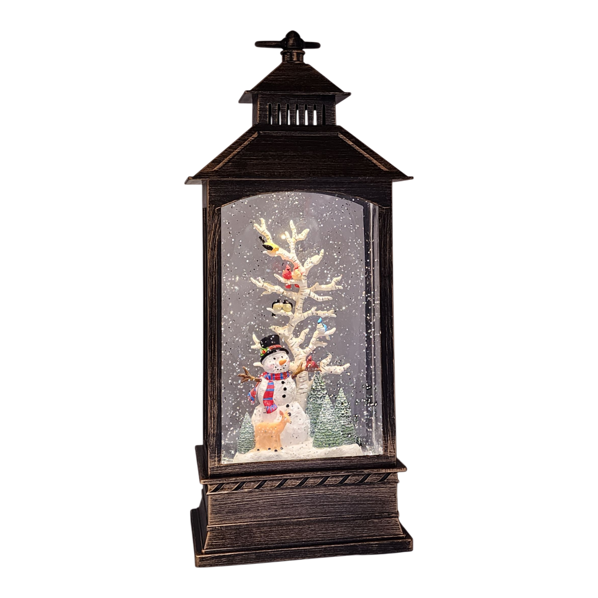 Lighted Spinning Waterglobe Lantern - Frosty and Friends