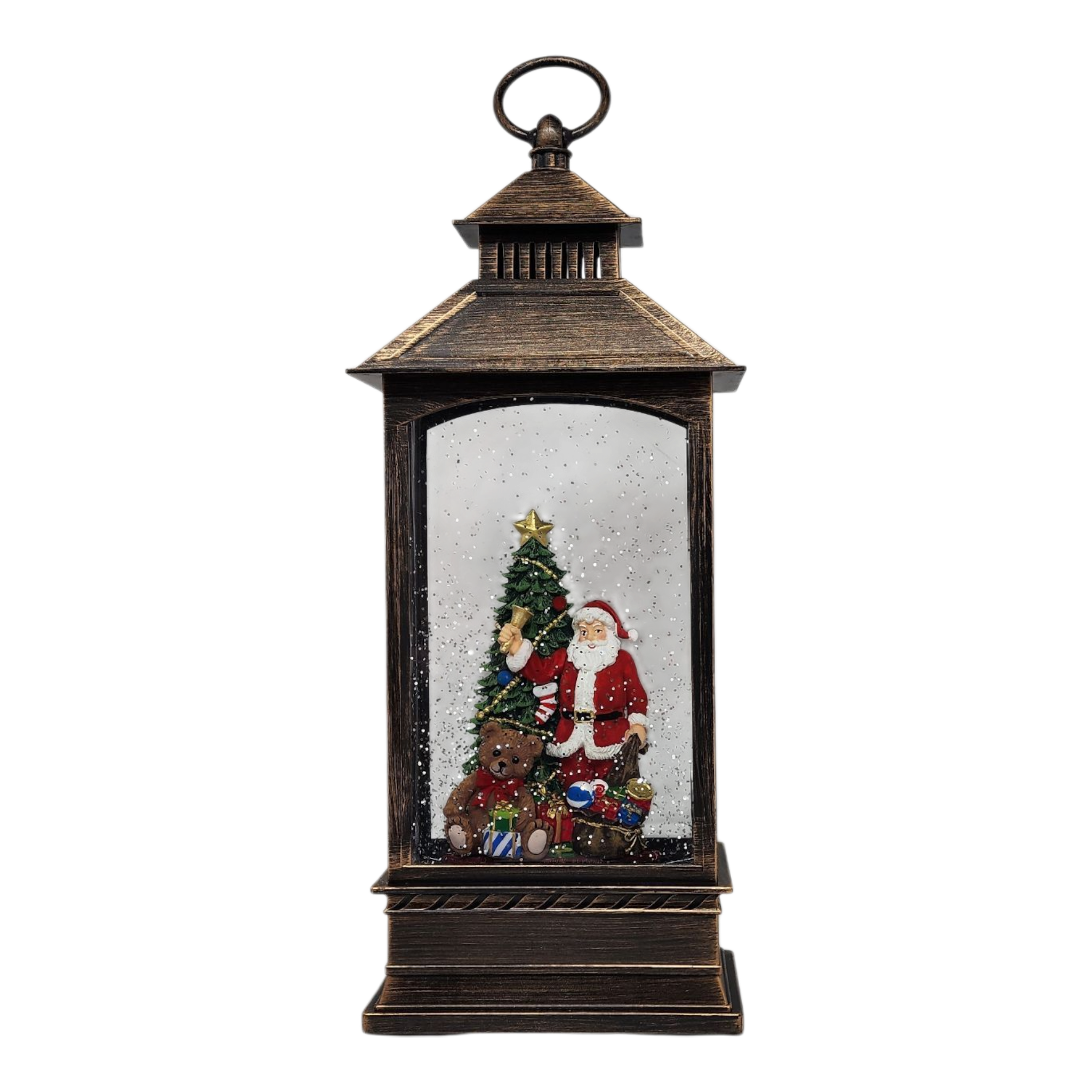 Lighted Spinning Waterglobe Lantern - Santa Delivering Gifts