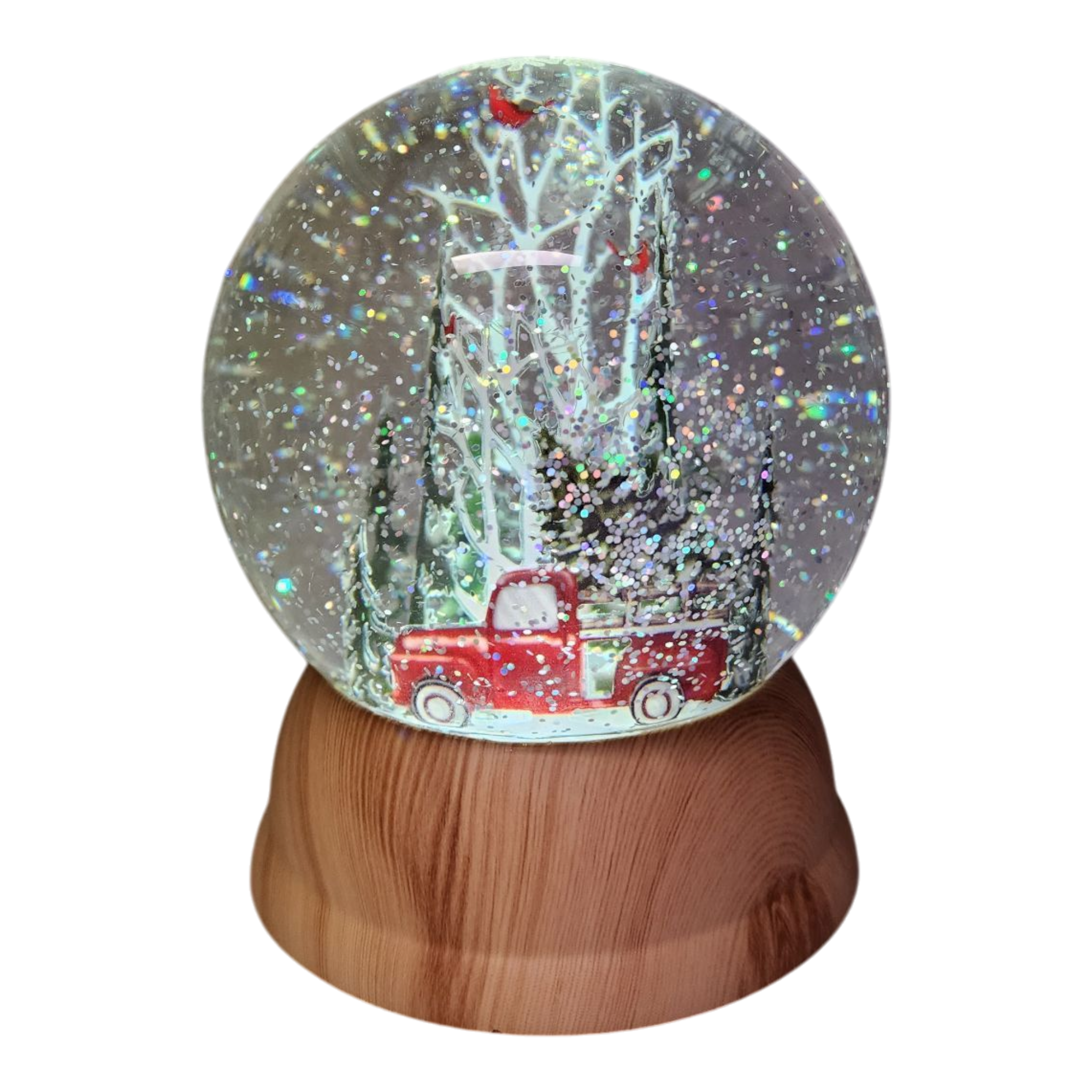 Lighted Spinning Waterglobe - Red Pickup