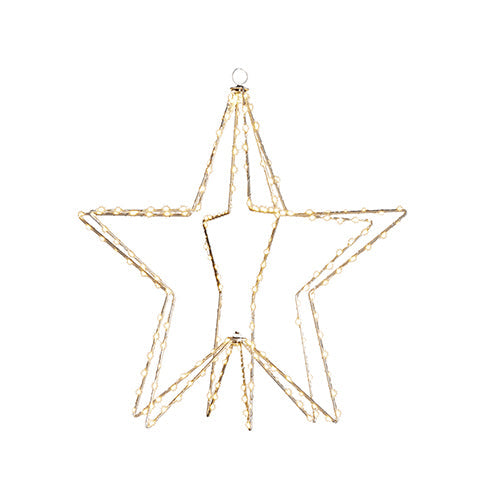 Lighted Star - 204 Warm White LED Lights On Silver Frame