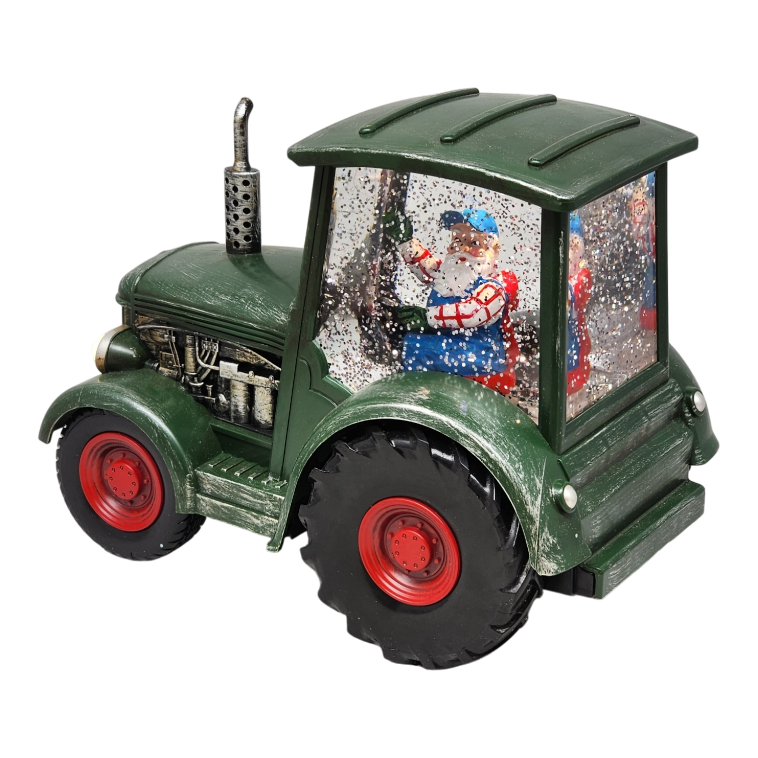 Lighted Water Globe Tractor with Santa Driving