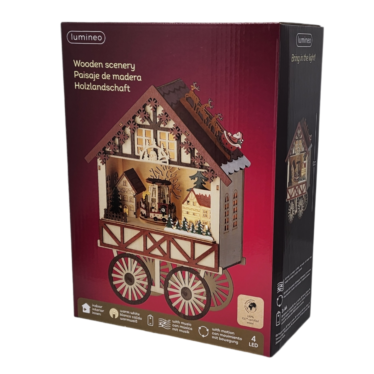 Lighted Wooden Farmer's Market Cart Village