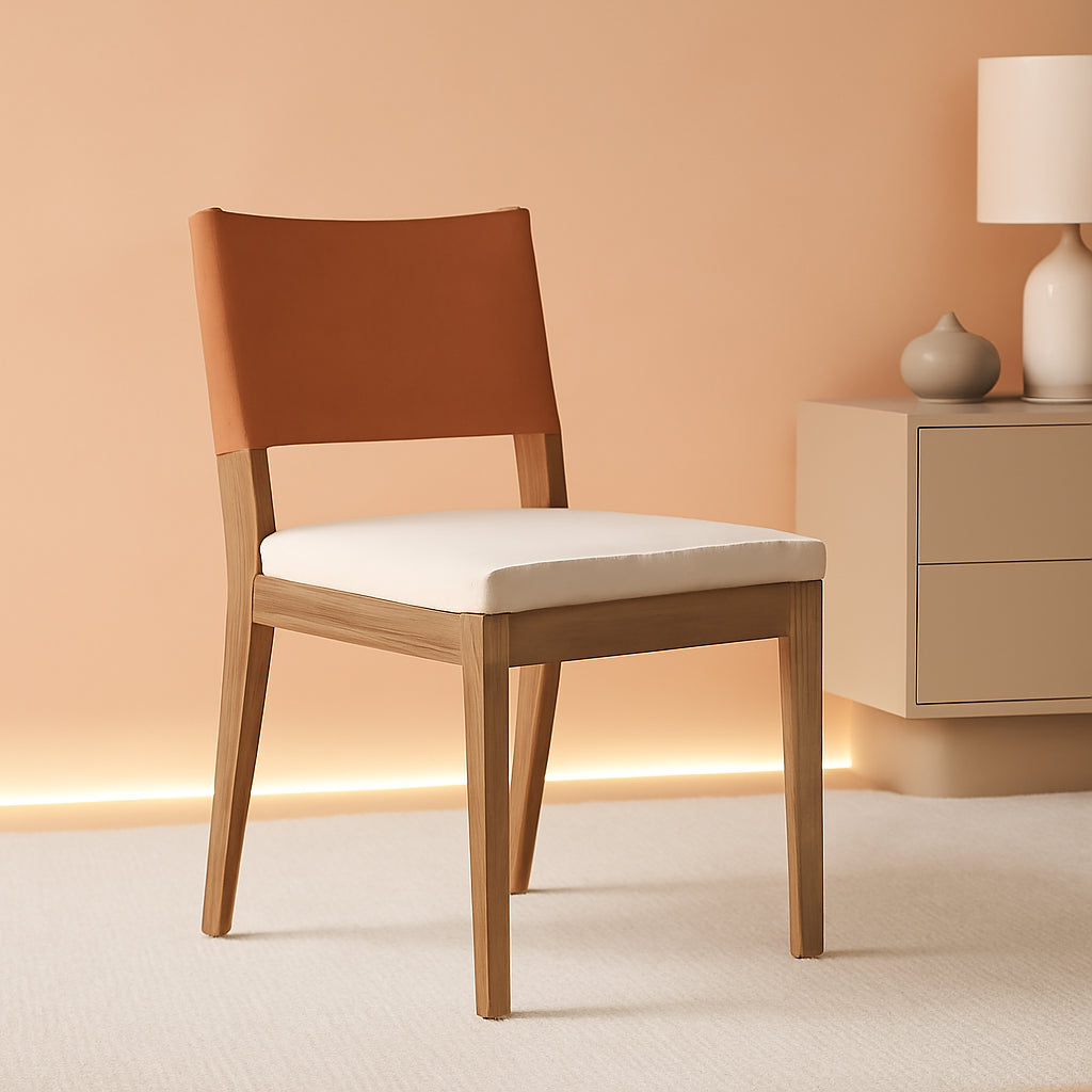 Linus Modern Upholstered Dining Chair Light Brown Cushioned