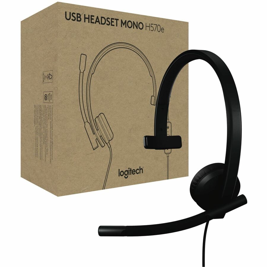 Logitech H570e USB Headset With Microphone for PC and Mac, USB-A Wired Headset With Mono 981-001424