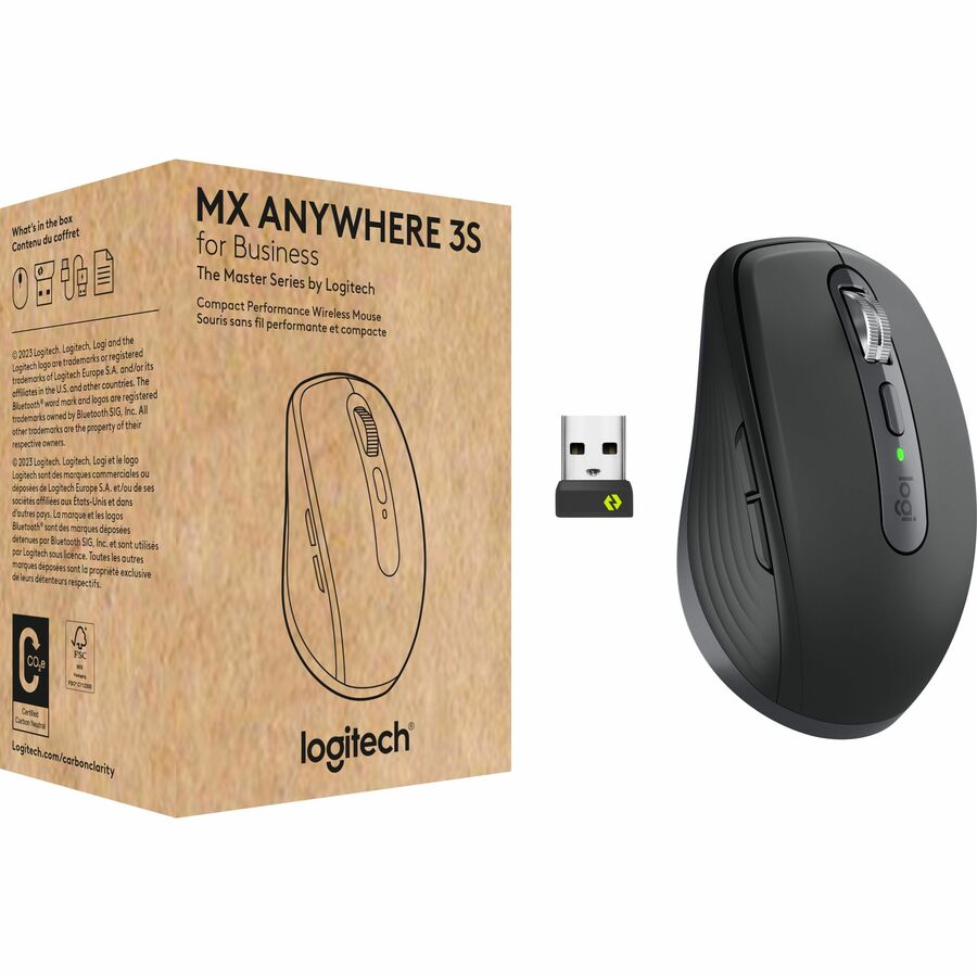 Logitech MX Anywhere 3S for Business - Wireless Mouse - Darkfield - Wireless - Bluetooth