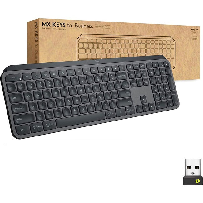 Logitech MX Keys Wireless Illuminated Keyboard for Business, Quiet Perfect-Stroke Keys, Logi Bolt Technology - Graphite 920-010116