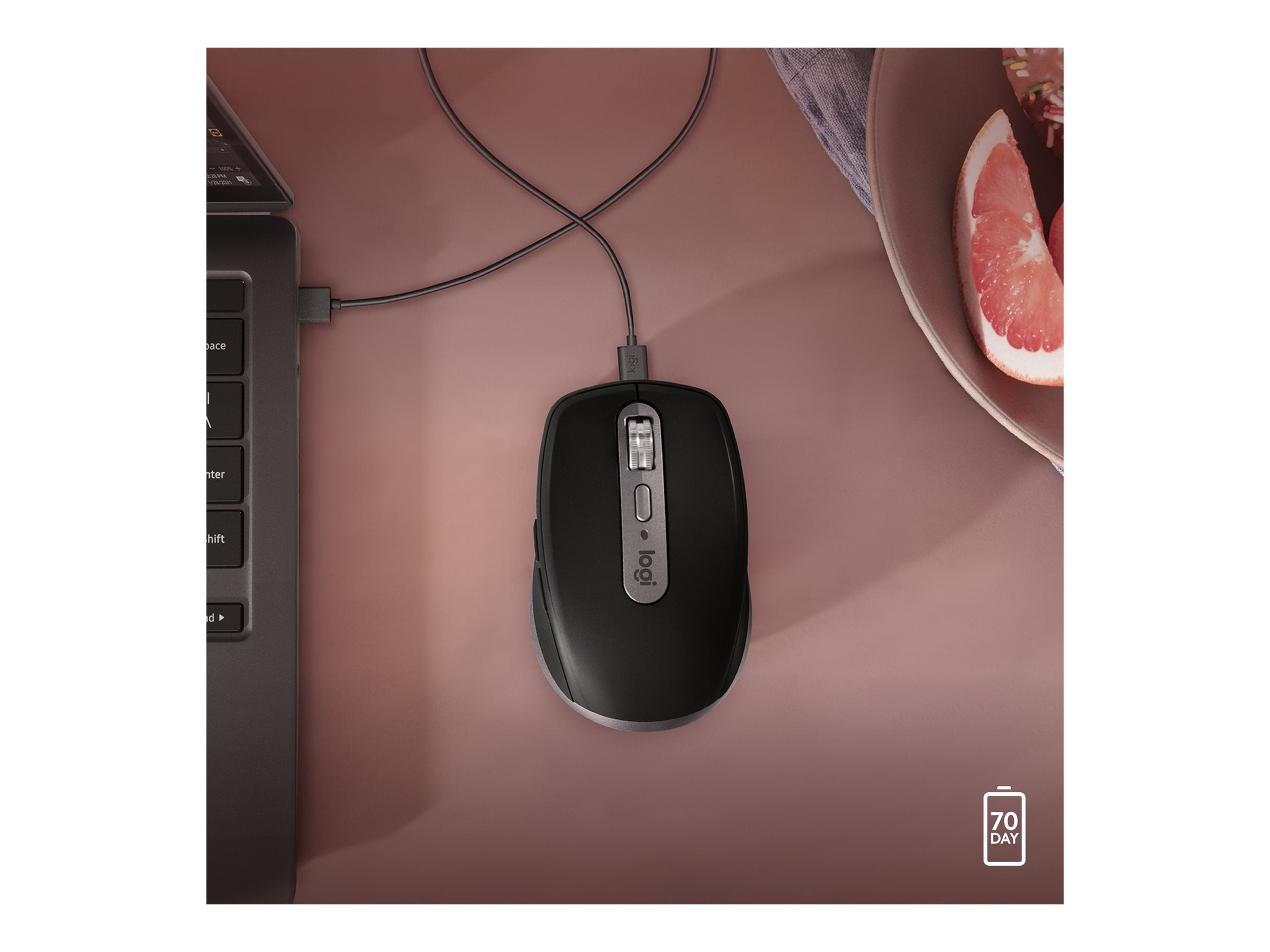 Logitech Master Series MX Anywhere 3S for Mac - Mouse - optical - 6 buttons - wireless - Bluetooth - space gray 910-006945