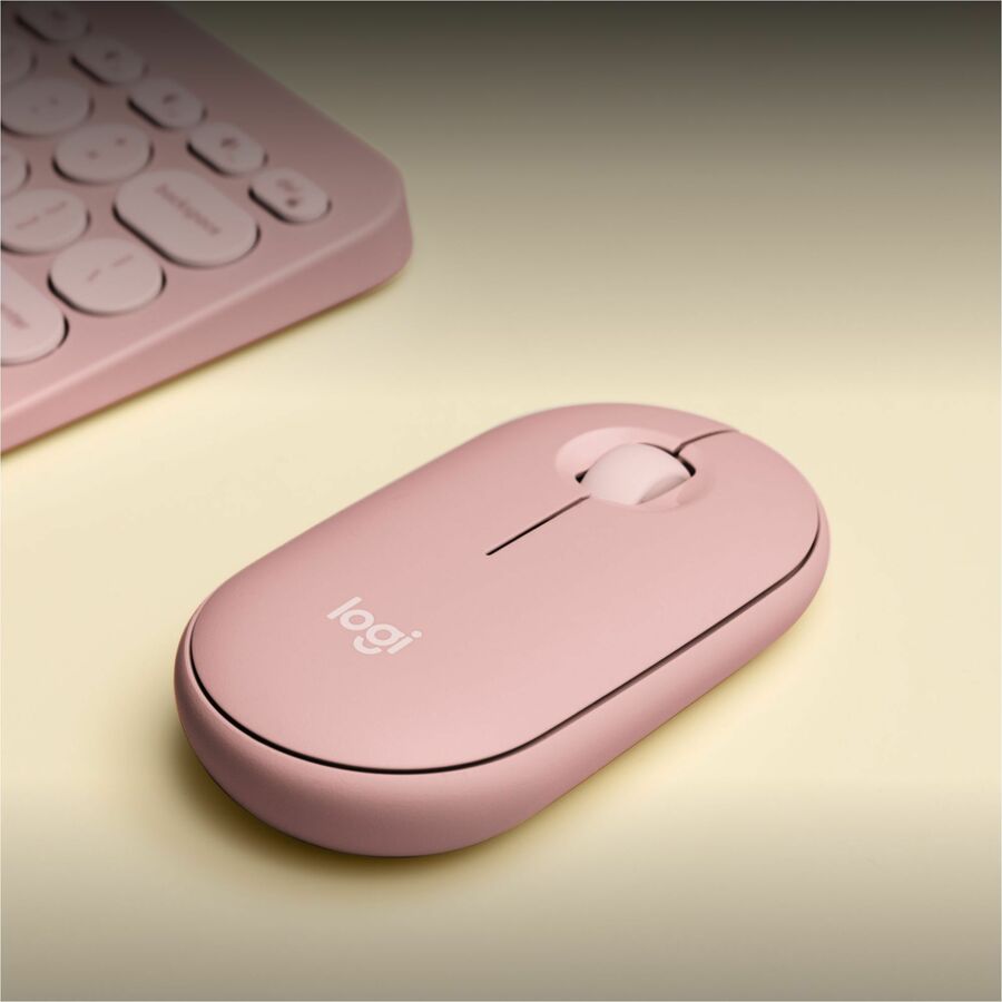 Logitech Pebble 2 M350s Mouse - Optical - Wireless - Bluetooth - Tonal Rose - 4000 dpi -