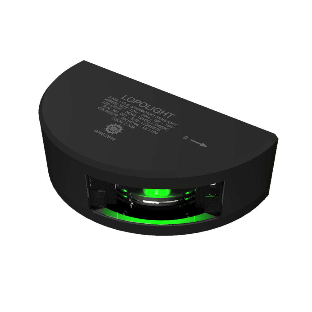 Lopolight Series 301-001 - Starboard Sidelight - 2NM - Vertical Mount - Green - Black