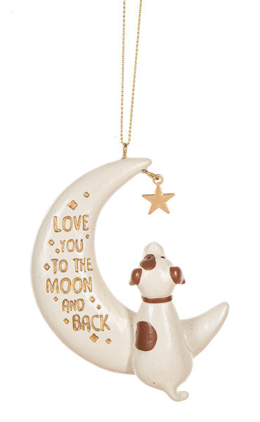 Love You to the Moon and Back - Dog Ornament