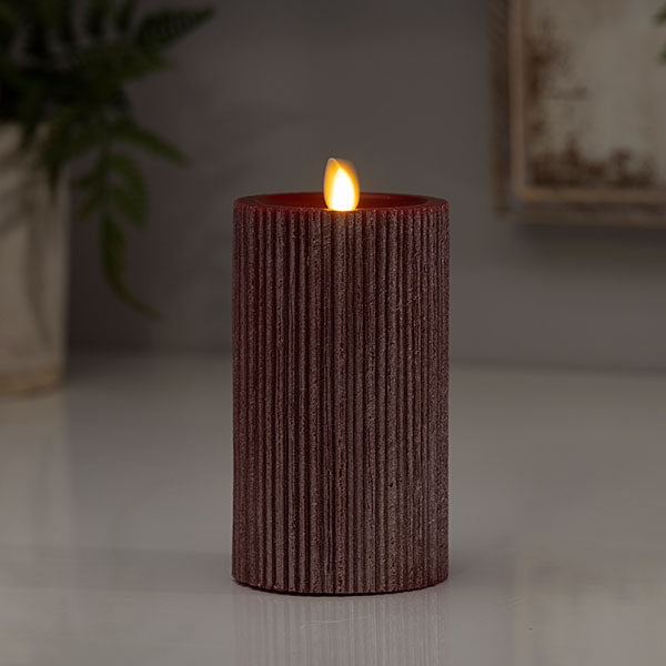 Luminara Red Metallic Furrow Moving Flame Pillar