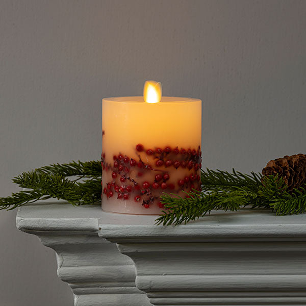 Luminara White Holiday Inclusion Moving Flame Pillar