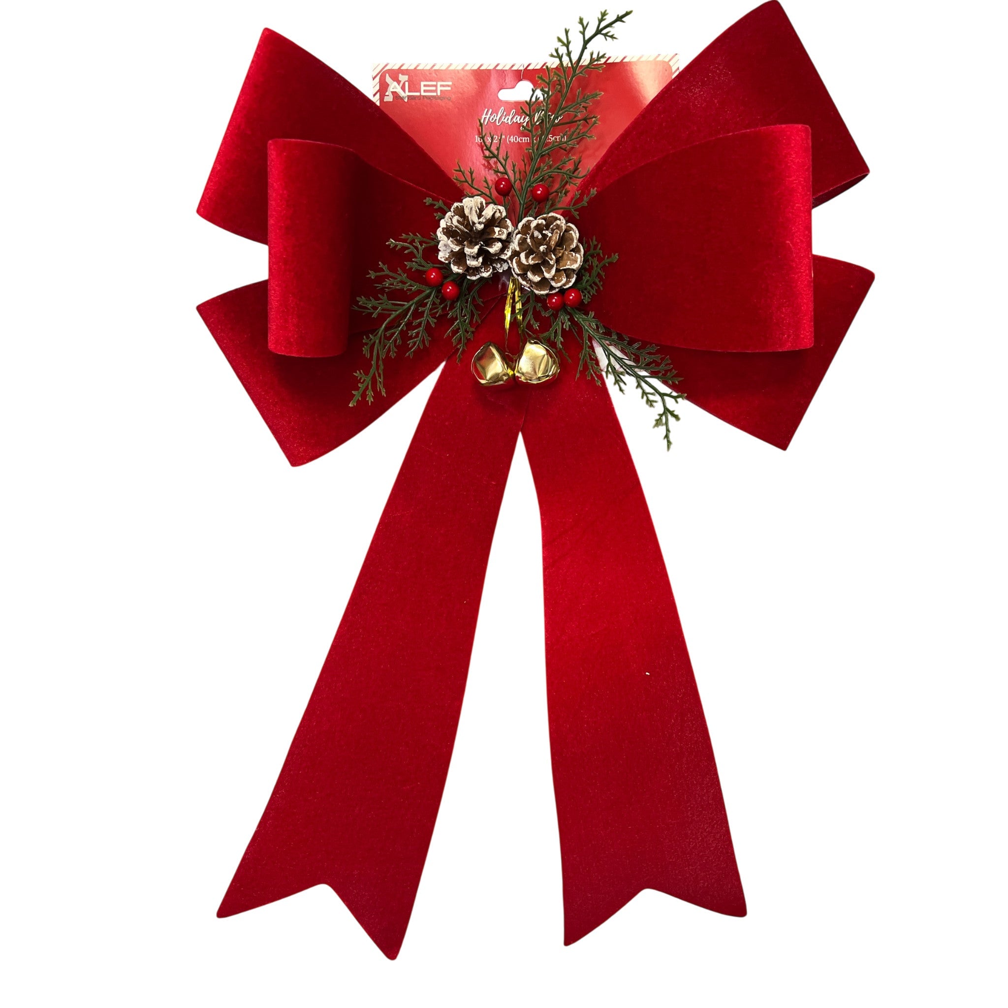 Luxury Bow with Pine Cone and Bell Accents