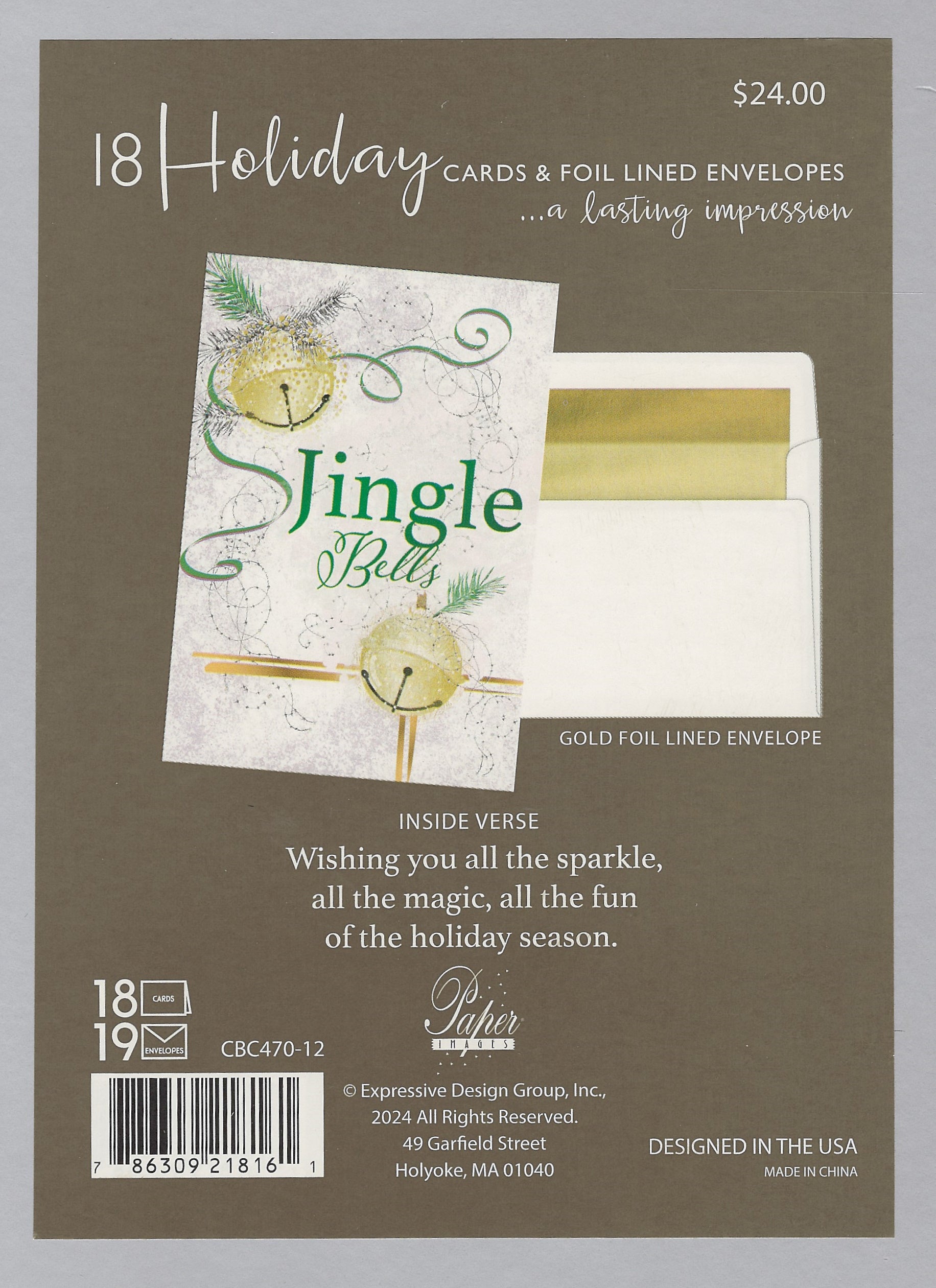 Luxury Boxed Cards - Set of 18 - Jingle Bells